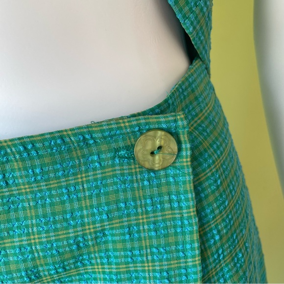 VTG Y2K AMY BYER BLUE GREEN GINGHAM TWO PIECE OUTFIT TOP AND SKORT SIZE 9 - Picture 6 of 8